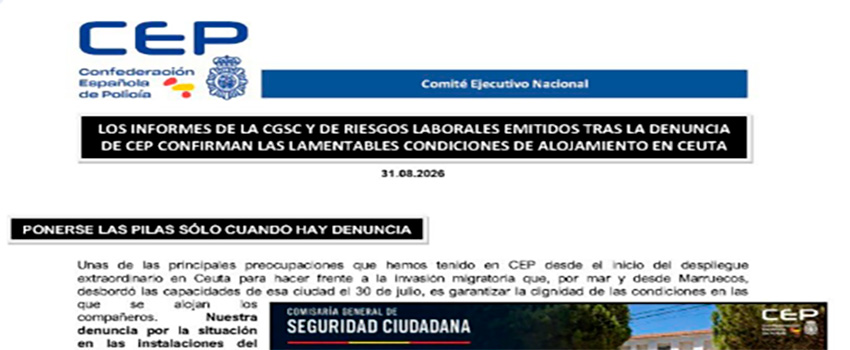 LA DENUNCIA DE @CEP_CEPOLICIA DE LAS CONDICIONES TERCERMUNDISTAS DE ALOJAMIENTO DE UIP Y UPR EN #CEUTA PROVOCA LOS PRIMEROS MOVIMIENTOS